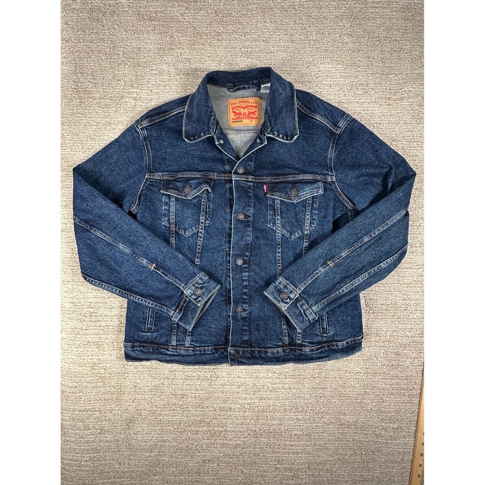Levis Mens Standard Trucker Denim Jacket Dark Wash Blue Size L L/G - Picture 1 of 11